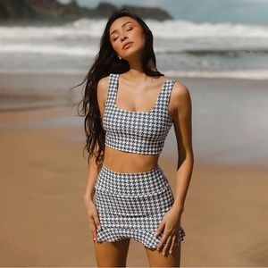 Albion Fit Houndstooth Swim Top -M